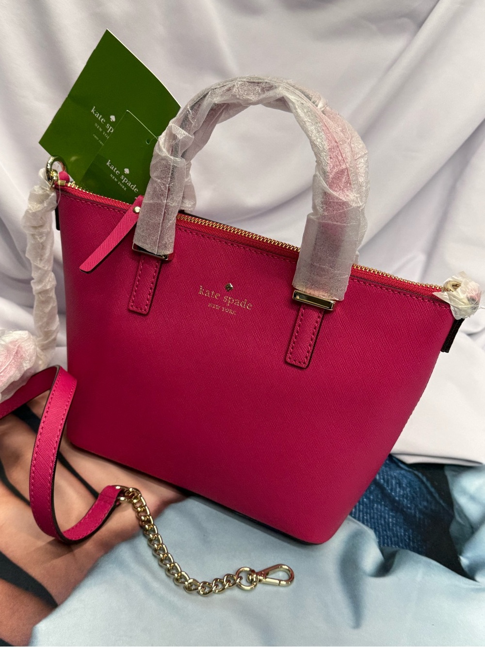 (new+tag) Kate Spade Hot Pink Saffiano Leather Crossbody Satchel Gold Hardware